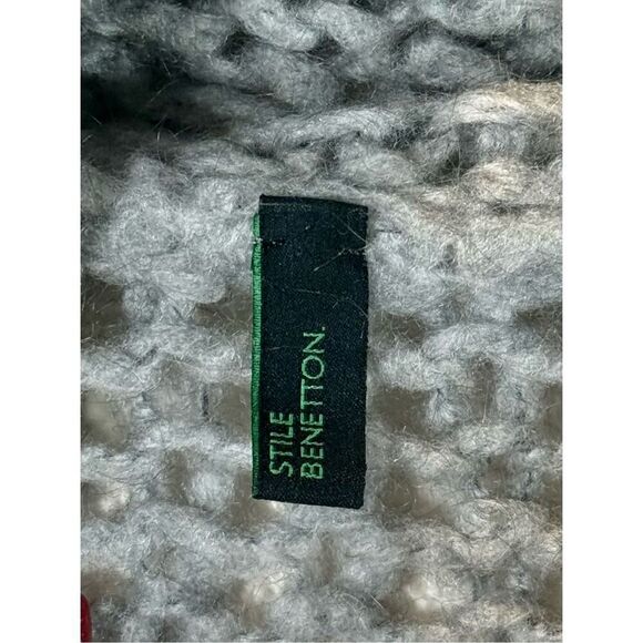 Stile Benetton Mohair Wool Blend Chunky Knit Cowl Neck Lightweight Sweater M - Picture 4 of 10